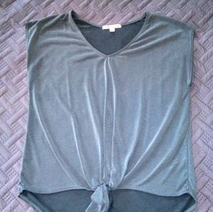 Green Envelope Tie-Front Top